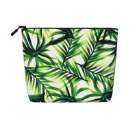 BBEXJIGY Palm Tree Green Leaves Print Single Layer Fake Linen Like Makeup Bag Stylish Practical Organizer for Cosmetics, Black, One Size