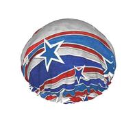 BBEXJIGY Patriotic Stars Strips Independence Day Print Double Layer Shower Cap Reusable Shower Caps for Women Men