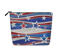 BBEXJIGY Patriotic Stars Strips Independence Day Print Single Layer Fake Linen Like Makeup Bag Stylish Practical Organizer for Cosmetics, Black, One Size