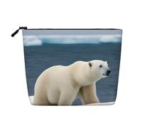 BBEXJIGY polar bear Print Single Layer Fake Linen Like Makeup Bag Stylish Practical Organizer for Cosmetics, Black, One Size