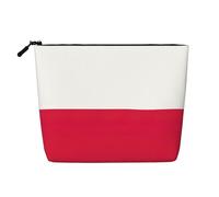 BBEXJIGY Polish flag Print Single Layer Fake Linen Like Makeup Bag Stylish Practical Organizer for Cosmetics, Black, One Size