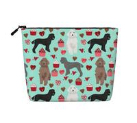 BBEXJIGY Poodles Dogs Print Single Layer Fake Linen Like Makeup Bag Stylish Practical Organizer for Cosmetics, Black, One Size