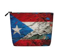 BBEXJIGY puerto rico wallpaper flag Print Single Layer Fake Linen Like Makeup Bag Stylish Practical Organizer for Cosmetics, Black, One Size