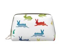 BBEXJIGY Rabbits in Different Poses Jumping Running Print Leather Travel Toiletry Bag for Women Toiletries Cosmetic Bag Makeup Bag