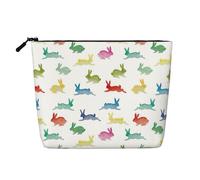 BBEXJIGY Rabbits in Different Poses Jumping Running Print Single Layer Fake Linen Like Makeup Bag Stylish Practical Organizer for Cosmetics, Black, One Size