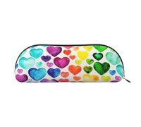 BBEXJIGY Rainbow Hearts Print Stylish Mini Storage Bag for Eyebrow Pencils and Tiny Essentials, Gold, One Size