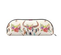 BBEXJIGY Runner Bull Skull Print Stylish Mini Storage Bag for Eyebrow Pencils and Tiny Essentials, Silver, One Size