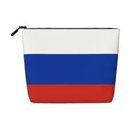 BBEXJIGY Russian flag Print Single Layer Fake Linen Like Makeup Bag Stylish Practical Organizer for Cosmetics, Black, One Size