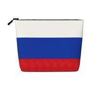 BBEXJIGY Russian Flag Print Single Layer Fake Linen Like Makeup Bag Stylish Practical Organizer for Cosmetics, Black, One Size