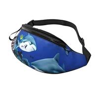 BBEXJIGY Shark Swimming Under the Sea Print Multifunctional Waist Pack -Your Good Companion for Hiking, Traveling Running, Black, One Size