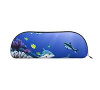 BBEXJIGY Shark Swimming Under the Sea Print Stylish Mini Storage Bag for Eyebrow Pencils and Tiny Essentials, Gold, One Size