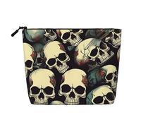 BBEXJIGY Skull Skeleton Print Single Layer Fake Linen Like Makeup Bag Stylish Practical Organizer for Cosmetics, Black, One Size