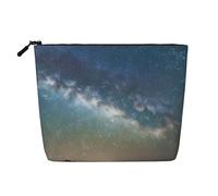 BBEXJIGY Starry Night Sky Outer Space Print Single Layer Fake Linen Like Makeup Bag Stylish Practical Organizer for Cosmetics, Black, One Size