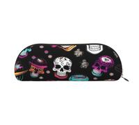 BBEXJIGY Sugar and Skulls Style Print Stylish Mini Storage Bag for Eyebrow Pencils and Tiny Essentials, Gold, One Size