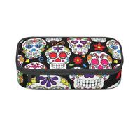 BBEXJIGY Sugar Skulls Print Large - Capacity Cosmetic Makeup Organizer Bag: Designed for Eyebrow Pencils, Black, One Size
