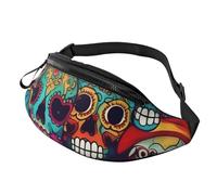 BBEXJIGY Sugar Skulls Print Multifunctional Waist Pack -Your Good Companion for Hiking, Traveling Running, Black, One Size