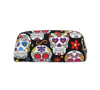 BBEXJIGY Sugar Skulls Print Versatile Storage Pouch Makeup Bag Travel Office Small Items Organizer Bag, Silver, One Size