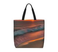 BBEXJIGY Sunset At Beach Print Women's Portable Tote Bag - Large Shopper for Beach,Travel,Gym | Summer Handbag