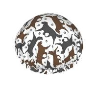 BBEXJIGY Trotting Flat Coated Retrievers Paw Print Double Layer Shower Cap Reusable Shower Caps for Women Men