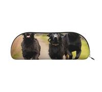 BBEXJIGY Trotting Flat Coated Retrievers Paw Print Stylish Mini Storage Bag for Eyebrow Pencils and Tiny Essentials, Gold, One Size