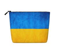 BBEXJIGY Ukrainian flag Print Single Layer Fake Linen Like Makeup Bag Stylish Practical Organizer for Cosmetics, Black, One Size