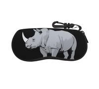 BBEXJIGY Ultra Lightweight Soft Glasses Case with Rhino Design Unisex Black One Size Black One Size Black One Size Black One Size, Black/White, One size