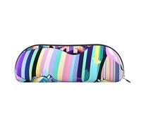 BBEXJIGY Unicorns On Colorful Stripes Print Stylish Mini Storage Bag for Eyebrow Pencils and Tiny Essentials, Silver, One Size