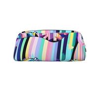 BBEXJIGY Unicorns on colorful stripes print versatile storage bag makeup bag travel office small items pouch organizer, metallic silver, One Size