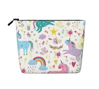 BBEXJIGY Unicorns Red Print Single Layer Fake Linen Like Makeup Bag Stylish Practical Organizer for Cosmetics, Black, One Size