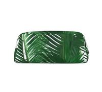 BBEXJIGY Versatile green palm leaf print case, travel or office bag for small items, metallic silver, One Size