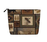 BBEXJIGY Wild Animals Retro Farmhouse Print Single Layer Fake Linen Like Makeup Bag Stylish Practical Organizer for Cosmetics, Black, One Size