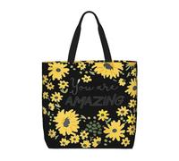 BBEXJIGY Wild Daisy Flower Print Women's Portable Tote Bag - Large Shopper for Beach,Travel,Gym | Summer Handbag