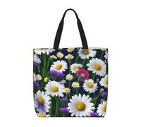 BBEXJIGY Wild Flowers and Cornflowers Daisies Print Women's Portable Tote Bag - Large Shopper for Beach,Travel,Gym | Summer Handbag