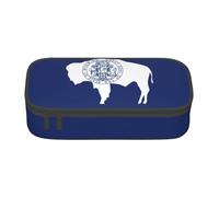 BBEXJIGY Wyoming State Flag Print Large - Capacity Cosmetic Makeup Organizer Bag: Designed for Eyebrow Pencils, Black, One Size
