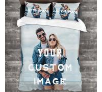 Bbflyper Personalised Bedding Double Bed Set Custom Duvet Cover With Photo/Text/Logo Custom Bedding Double for Family Couple Anniversary-200 x 200cm