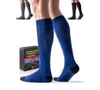 Bbfrey 3 Pairs Sports Compression Socks 15-20mmHg for Women Men with Comfortable Cuff Padded Support Socks for Running Athletic, 3 Pairs - Black/Grey/Royal Blue, Large-X-Large