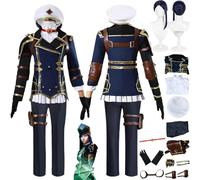 bbganlian Anime Arcane Season 2 Caitlyn Cosplay Costume Outfit Role Play Vi Blue Uniform Full Set Halloween Party Carnival Dress Up Suit with Hat Wig for Women (XS)
