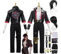bbganlian Anime Arcane Season 2 Vi New Skin Cosplay Costume Outfit Jinx Caitlyn Role Play Black Uniform Full Set Halloween Party Carnival Dress Up Suit with Wig for Women (S)