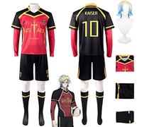 bbganlian Anime Blue Lock No.10 Michael Kaiser Cosplay Costume Outfit Bachira Meguru Role Play Uniform Full Set Halloween Carnival Party Dress Up Suit with Wig for Men (XXL)