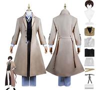 bbganlian Anime Character Dazai Osamu Cosplay Costume Outfit Bungou Stray Dogs Nikolai Gogol Uniform Full Set Halloween Party Carnival Dress Up Suit with Wig for Men (M)