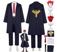 bbganlian Anime Character Dort Barrett Cosplay Costume Outfit Mashle Magic and Muscles Mush Burned Uniform Full Set Halloween Party Carnival Dress Up Suit with Wig for Men Boys (XXL)