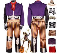 bbganlian Anime Character Hector Rivera Cosplay Costume Outfit Miguel Riveras Role Play Uniform Full Set Halloween Party Carnival Dress Up Suit with Hat for Men (XXL)