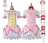 bbganlian Anime Character Kaname Modoka Cosplay Costume Outfit Puella Magi Madoka Magica Uniform Full Set Halloween Party Carnival Dress Up Suit with Wig Headdress for Women (XXXL)