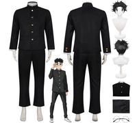 bbganlian Anime Character Ken Takakura Cosplay Costume Outfit Dandadan Momo Ayase Aira Shiratori Uniform Full Set Halloween Party Carnival Dress Up Suit with Wig Glasses for Men (XXL)