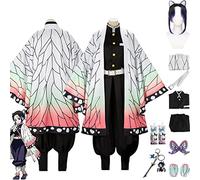 bbganlian Anime Character Kochou Shinobu Cosplay Costume Outfit Demon Slayer Kanroji Mitsuri Uniform Full Set Halloween Carnival Party Dress Up Suit with Wig Headdress for Women (M)