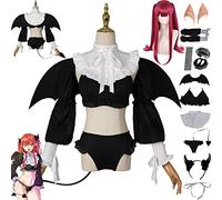 bbganlian Anime Character Rizu-Kyun Cosplay Costume Outfit My Dress-Up Darling Uniform Full Set Halloween Carnival Dress Up Suit with Wig Headdress False Teeth Elf Ears for Women (S)