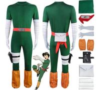 bbganlian Anime Character Rock Lee Cosplay Costume Outfit Haruno Sakura Role Play Uniform Green Jumpsuit Full Set Halloween Carnival Party Dress Up Suit for Men Boys (M)