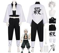 bbganlian Anime Character Shinazugawa Sanemi Cosplay Costume Outfit Demon Slayer Kanroji Mitsuri Uniform Full Set Halloween Party Carnival Dress Up Suit with Wig Keychain for Men (M)
