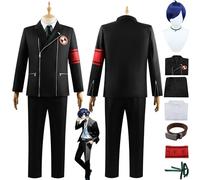 bbganlian Anime Character Yuuki Makoto Cosplay Costume Outfit Game Persona3 Amamiya Ren Black Uniform Full Set Halloween Party Carnival Dress Up Suit with Wig for Men Boys (L)