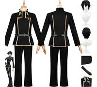 bbganlian Anime Code Geass Lelouch of the Rebellion Lelouch Lamperouge Cosplay Costume Outfit Role Play Uniform Full Set Halloween Party Carnival Dress Up Suit with Wig for Men (M)